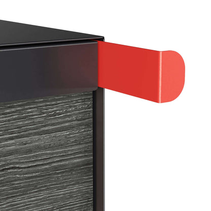 Town Square Mailbox by Bravios - Large Capacity Mailbox (Without Post) - Black with Jazz Wood Panel