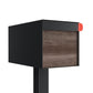 Town Square by Bravios - Large Capacity Mailbox with Post - Black with Marshland Oak Wood Panel
