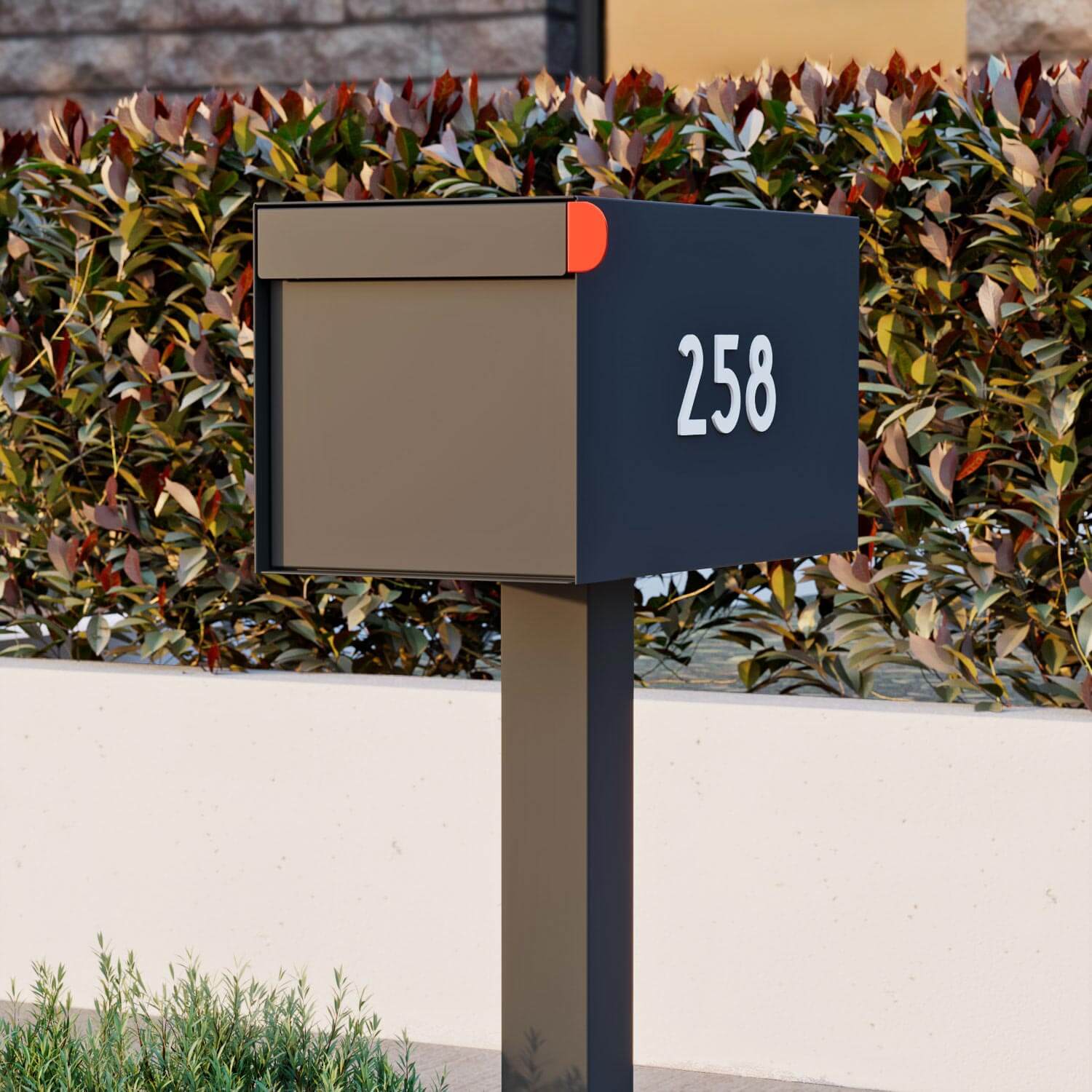 TOWN SQUARE Mailbox by Bravios - Large capacity mailbox with post - Bl