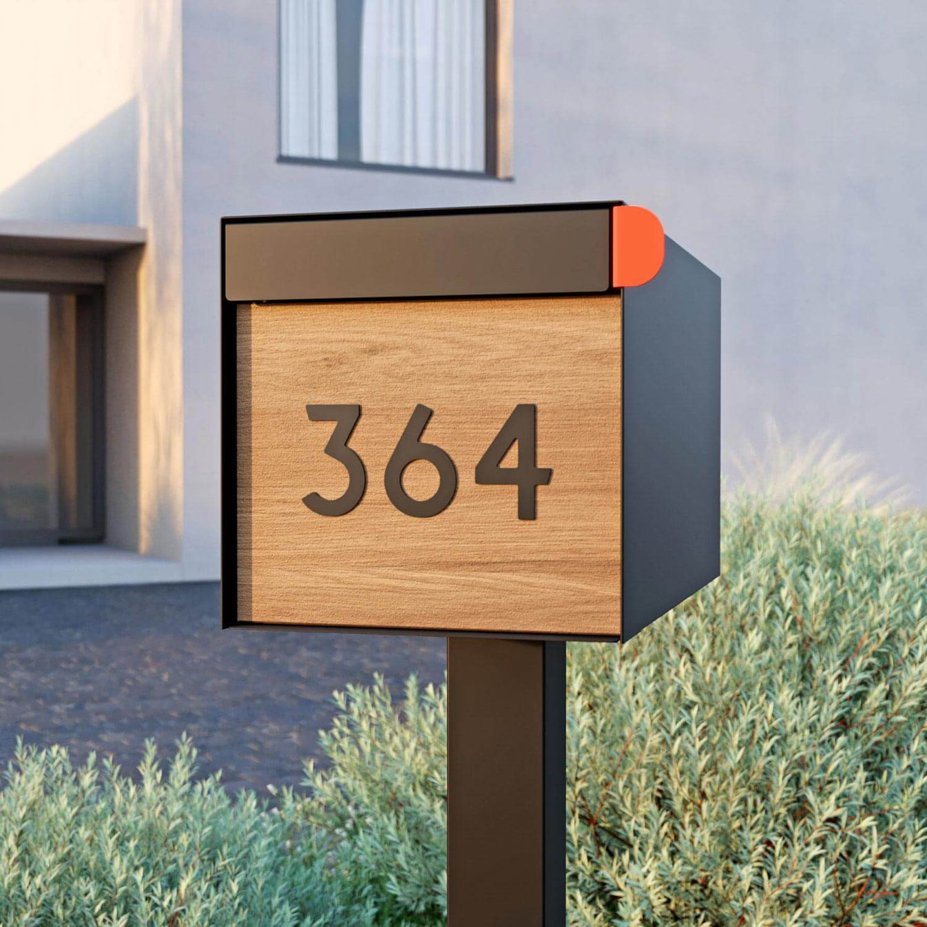 Town Square by Bravios - Large Capacity Mailbox with Post - Black with