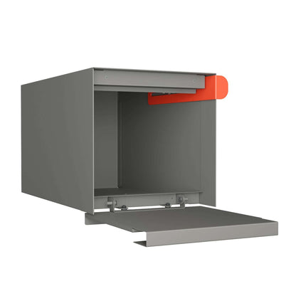 Town Square by Bravios - Large Capacity Mailbox with Post - Gray with Barrique Oak Wood Panel
