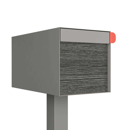 Town Square by Bravios - Large Capacity Mailbox with Post - Gray with Jazz Wood Panel