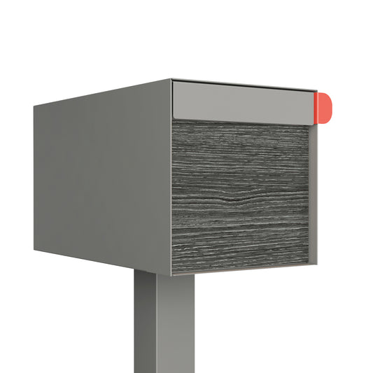 Town Square by Bravios - Large Capacity Mailbox with Post - Gray with Jazz Wood Panel