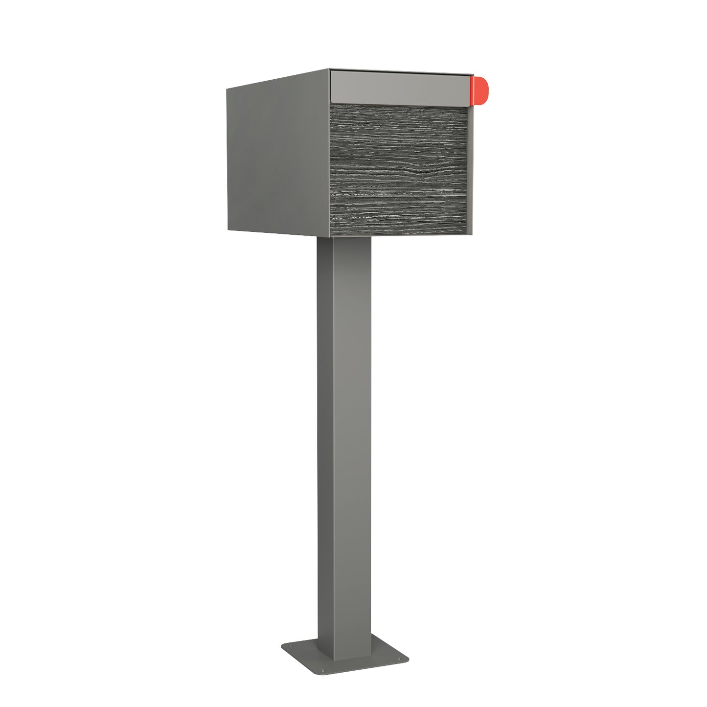 Town Square by Bravios - Large Capacity Mailbox with Post - Gray with Jazz Wood Panel