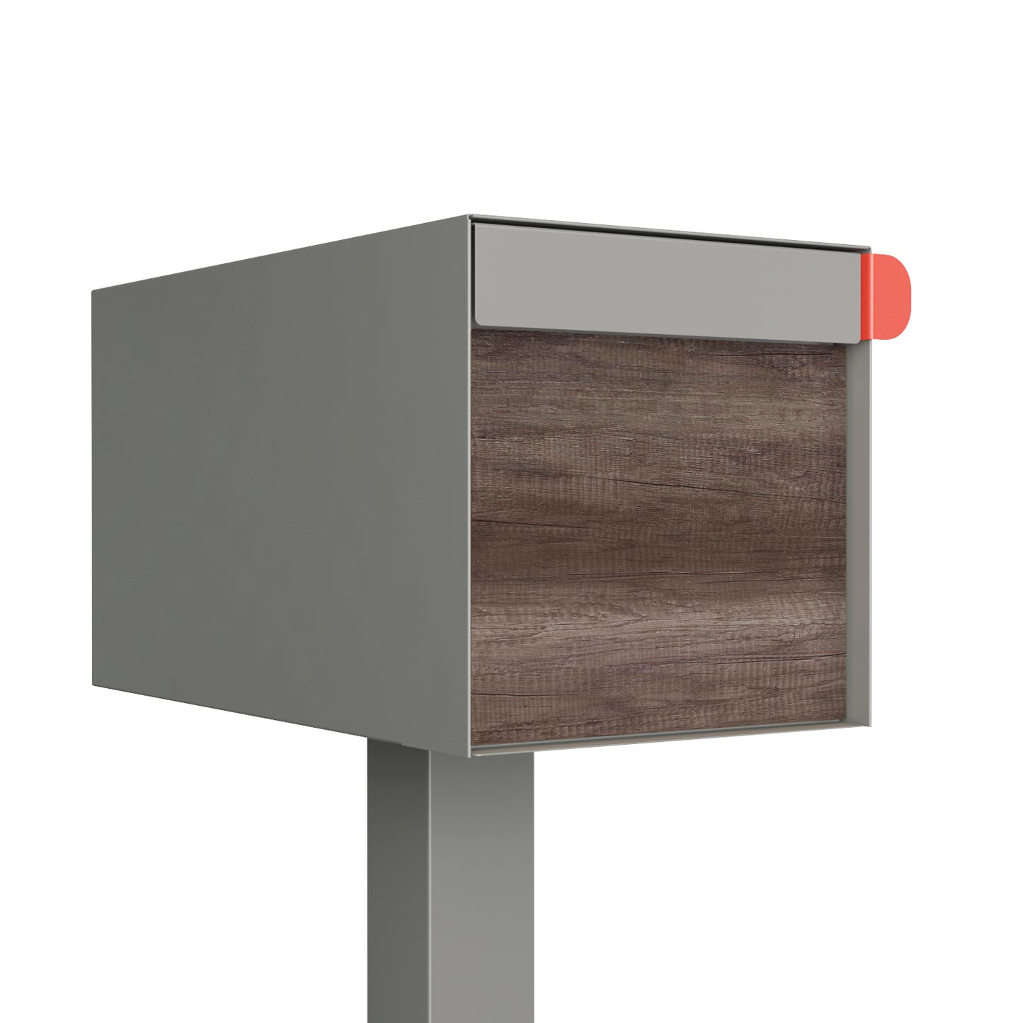 Town Square by Bravios - Large Capacity Mailbox with Post - Gray with Marshland Oak Wood Panel