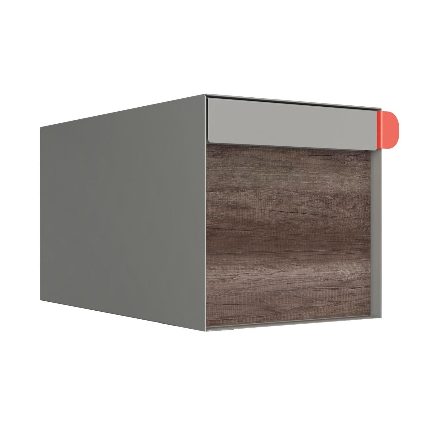 Town Square Mailbox by Bravios - Large Capacity Mailbox (Without Post) - Gray with Marshland Oak Wood Panel