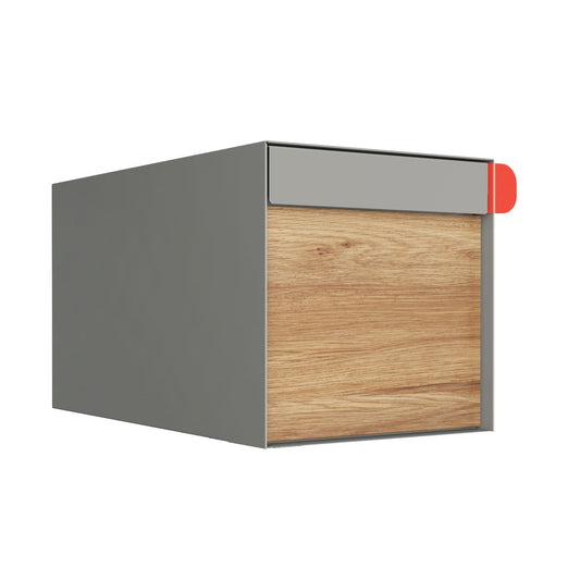 Town Square Mailbox by Bravios - Large Capacity Mailbox (Without Post) - Gray with Voyager Wood Panel