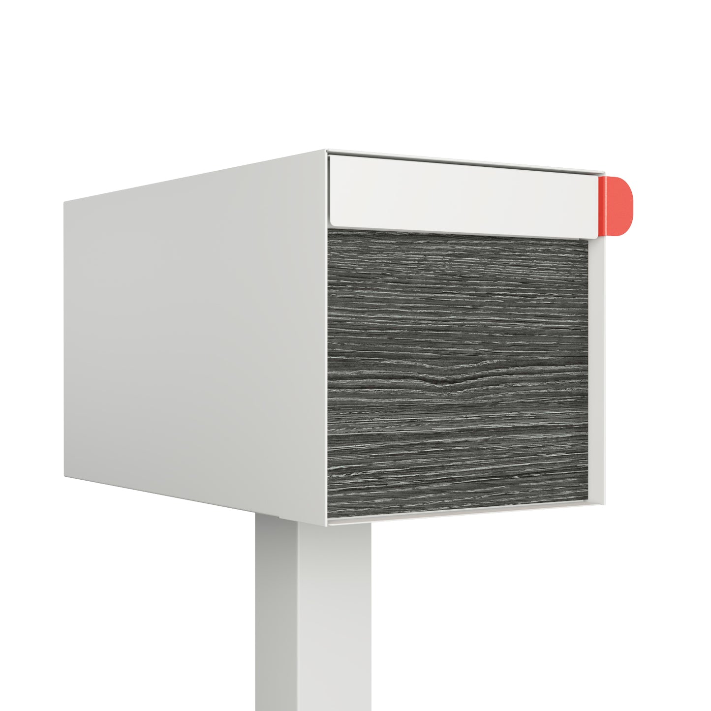 Town Square by Bravios - Large Capacity Mailbox with Post - White with Jazz Wood Panel