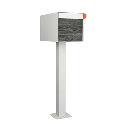 Town Square by Bravios - Large Capacity Mailbox with Post - White with Jazz Wood Panel