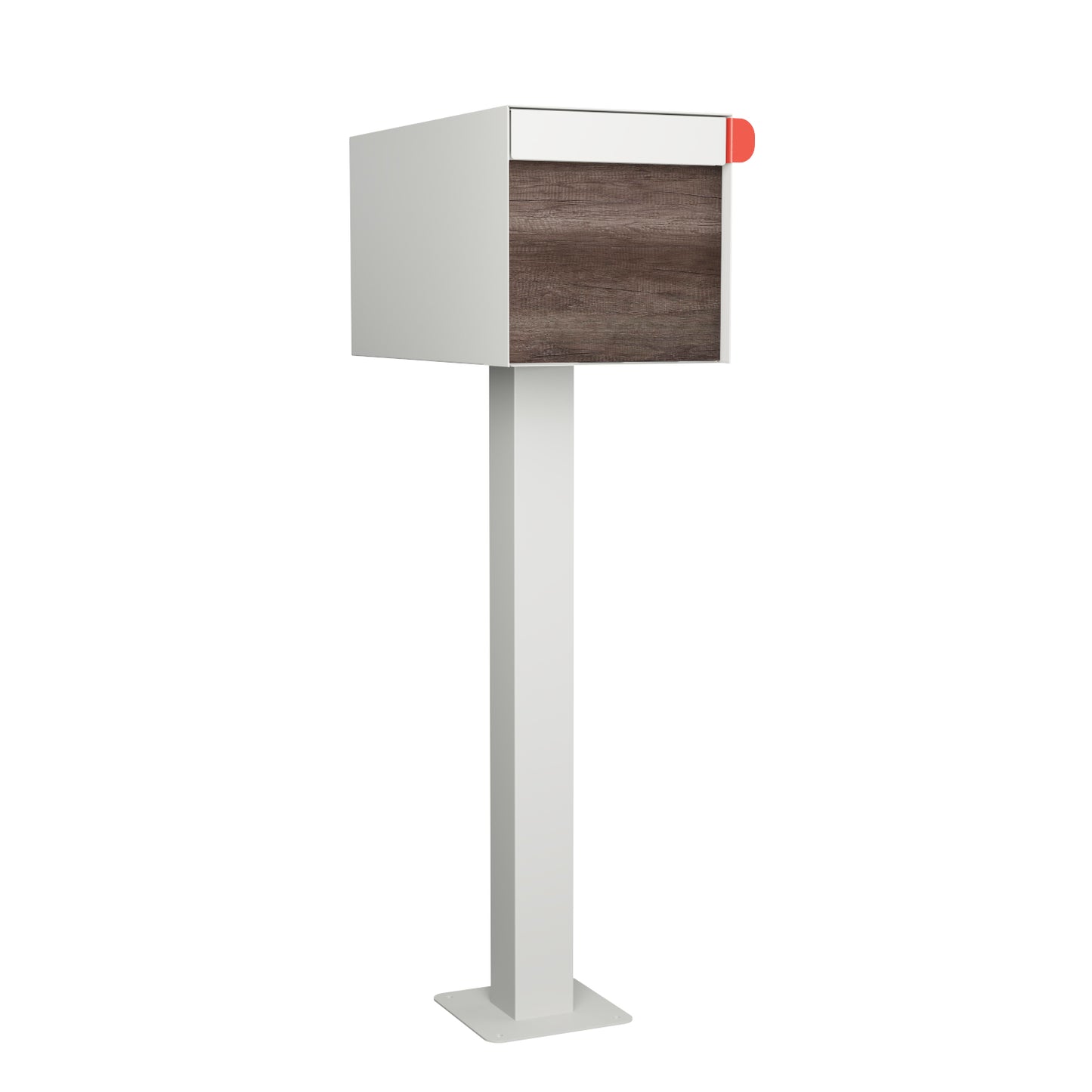 Town Square by Bravios - Large Capacity Mailbox with Post - White with Marshland Oak Wood Panel