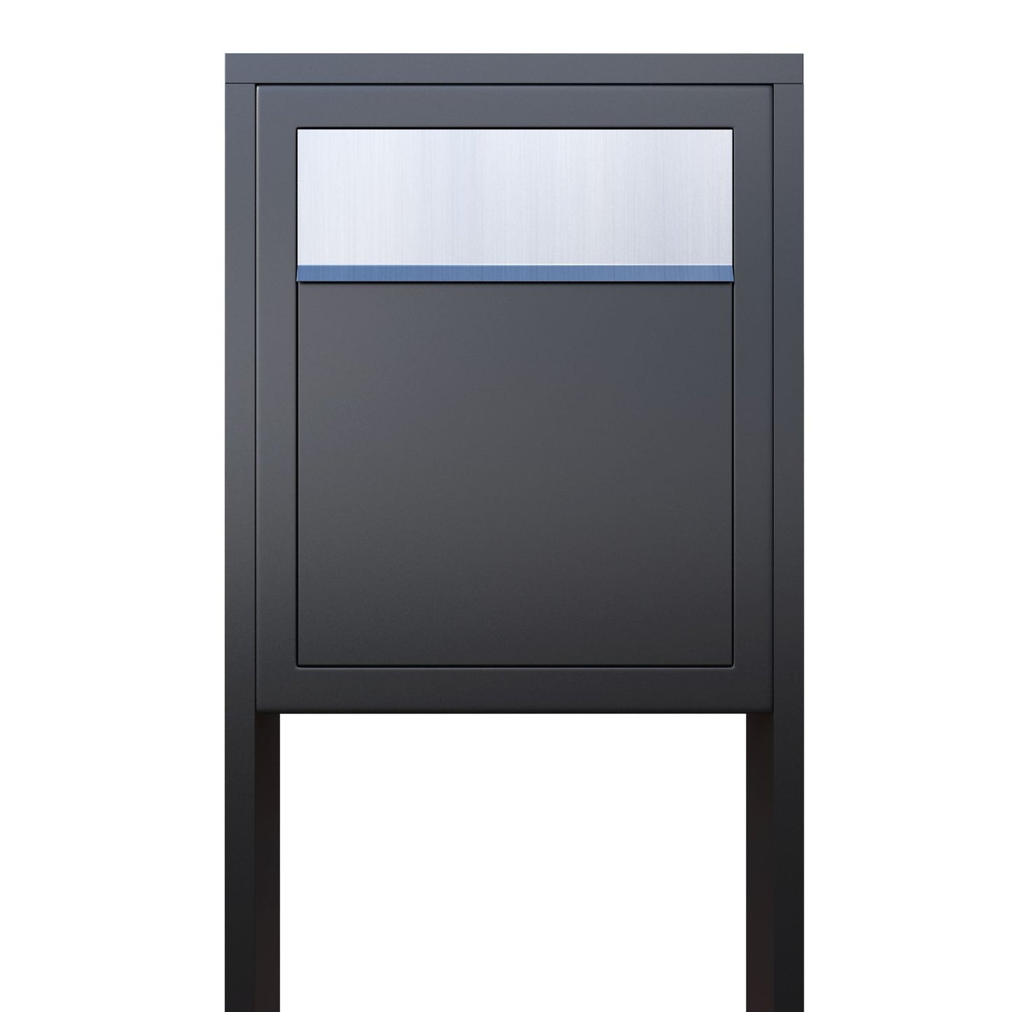 STAND BASE by Bravios - Modern post-mounted anthracite mailbox with stainless steel flap