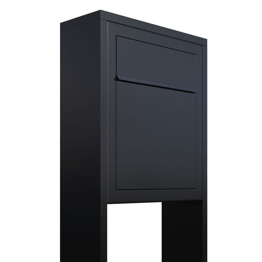 STAND BASE by Bravios - Modern post-mounted black mailbox