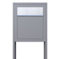 STAND BASE by Bravios - Modern post-mounted gray mailbox with stainless steel flap