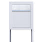 STAND BASE by Bravios - Modern post-mounted white mailbox with stainless steel flap