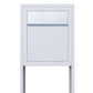STAND BASE by Bravios - Modern post-mounted white mailbox with stainless steel flap