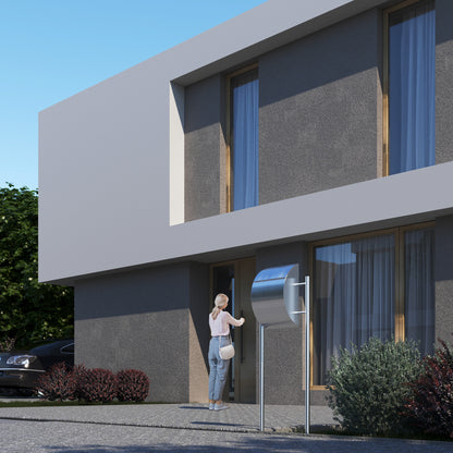 STAND JUMBO by Bravios - Modern post-mounted stainless steel mailbox