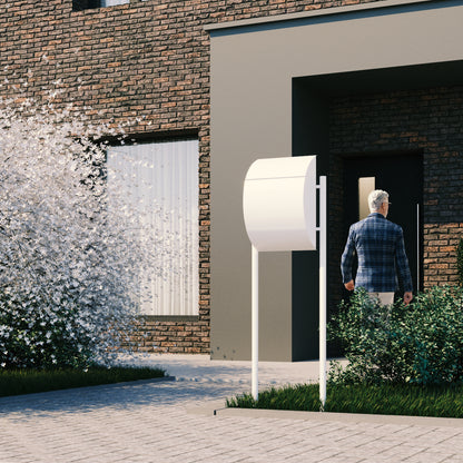 STAND JUMBO by Bravios - Modern post-mounted white mailbox